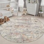 Round Area Rug Living Room: 8 ft Modern Washable Carpet Taupe - Image 5