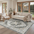 Madane Area Rug 4x6 Washable Rugs Vintage for Living Room, Black by Madane