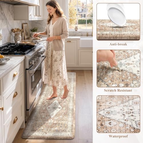 Collive Boho Kitchen Floor Mats Kitchen Runner Rugs Non Slip, 24''x71'' - Image 6