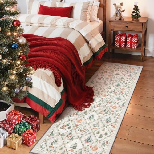 Madane Washable Christmas Runner Rug 2x6 - Grey Rug Runners for Hallways - Image 4