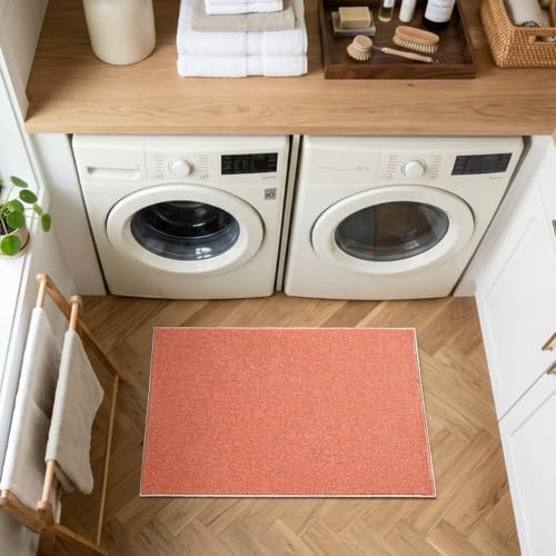 2x3 Orange/White Area Rug Washable Non-Slip Soft for Entryway Front Door - Image 4