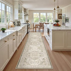 Madane Washable Runner Rugs 2x12 Long for Hallway Kitchen Soft, Ivory/Brown - Image 3
