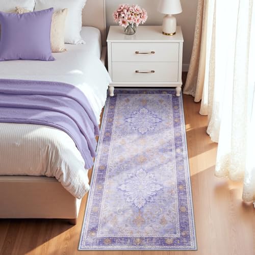 RELEANY Washable Area Rug, Runner 2'x6', Purple - Image 3