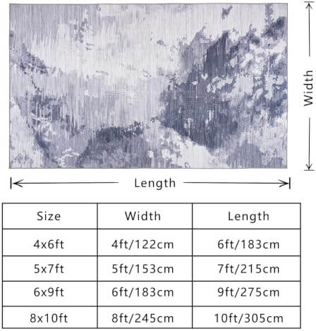 Living Room Rug 6x9 Light Grey Area Rug Machine Washable Boho Carpet Non Slip Abstract Vintage Indoor Large Rugs for Bedroom, Classroom, College Dorm, Farmhouse, Dining Room, Kids Playroom - Image 2