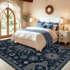 Vacuum-Friendly, 8x10 Washable Area Rug, Blue Gray White - Image 3