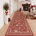 3x8 Christmas Runner Rug for Hallway,Washable Kitchen Rug,Red by Restydon
