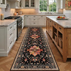 RELEANY Washable Area Rug, Runner 2'x7', Black/Colorful by RELEANY