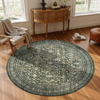 4ft Area Rugs for Living Room Bedroom, Green Washable Non-Slip Carpet by Lofus