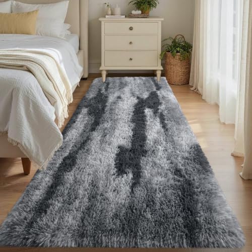 Noahas 2x8 Grey Fluffy Soft Runner Rug Non-Slip for Bedroom Dorm Hallway by ModernHomeDecor