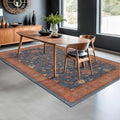 Hazo Haus 6x9 Dining Room Rugs for Under Table - Washable Area Rug for Living Room, Low Pile Non-Slip Rugs for Bedroom - Navy Blue & Terracotta Vintage Boho Eclectic Home Decor by HazoHaus