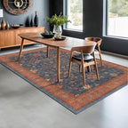 Hazo Haus 6x9 Dining Room Rugs for Under Table - Washable Area Rug for Living Room, Low Pile Non-Slip Rugs for Bedroom - Navy Blue & Terracotta Vintage Boho Eclectic Home Decor by HazoHaus