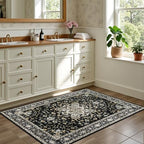 2x3 Area Rugs Living Room: Washable Rug for Bedroom Black Gold - Image 4