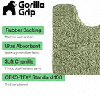 GORILLA GRIP Chenille Bath Rug Mat for Oval Toilet Base, 24x19 Sage - Image 3
