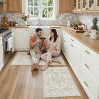 Madane 2-Piece Area Rugs Set, Small Kitchen Runner Non-Slip, Beige/Brown - Image 4