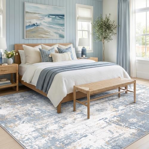 RELEANY Washable 8'x10' Abstract Area Rug for Living Room Light Blue - Image 3