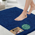 GORILLA GRIP Bath Rug Mat for Bathroom, Absorbent Chenille 44x26 Royal Blue by GorillaGrip