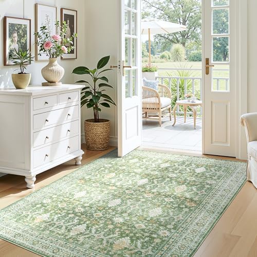 3x5 Area Rugs for Entryway, Non-Slip Washable Rug for Kitchen, Light Green by Lofus