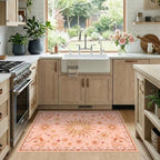 Vacuum-Friendly, 2x3 Washable Area Rug, Pink Gold Beige Red - Image 2