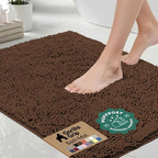 GORILLA GRIP Bath Rug Mat for Bathroom, Absorbent Chenille, 24x17 Brown by GorillaGrip