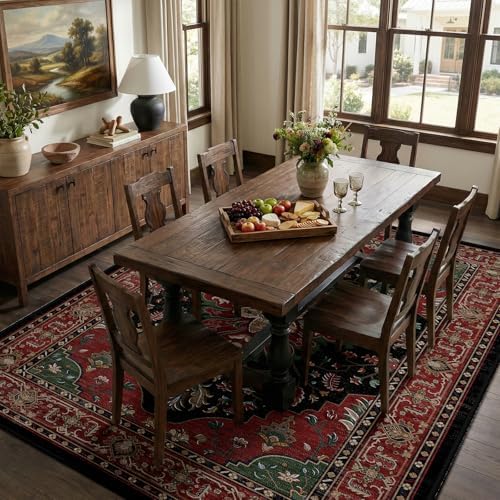 RELEANY Washable Area Rug, 8'x10', Red/Black - Image 2