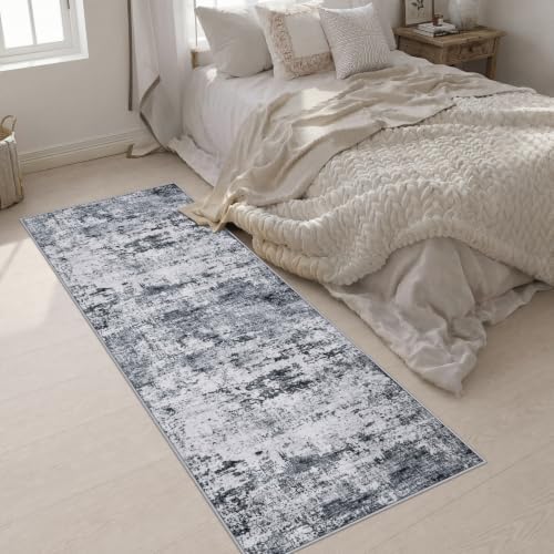3x8 Washable Runner Rug：Modern Abstract Kitchen Soft Carpet Grey - Image 4