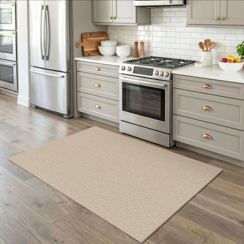 EARTHALL Washable Area Rug, Non Slip Entryway Rug, 4x5 Ft, Sand/Beige - Image 6