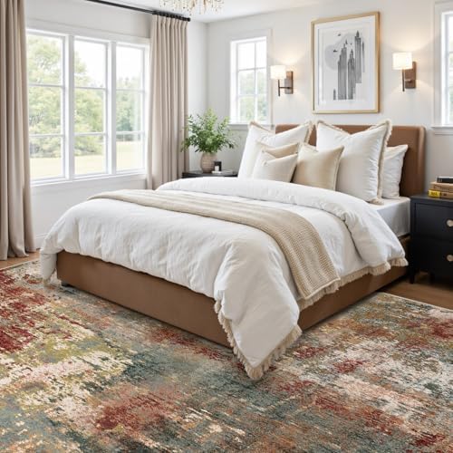 RELEANY Washable Square 8'x8' Area Rug for Living Room Rustic Brown - Image 7