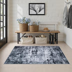 Area Rug Living Room: 3x5 Modern Washable Indoor Carpet Black - Image 4