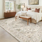 Madane 5x7 Area Rugs for Living Room, Non-Slip Washable Rug, Ivory/Brown - Image 3