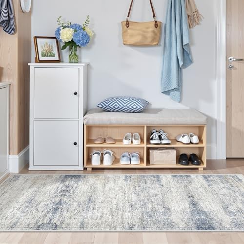 2x6 Runner Rug Non Slip,Washable Hallway Runner Rug,Blue - Image 3