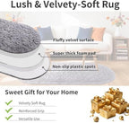 Noahas 2.8x6.3 Grey Fluffy Soft Oval Rug Non-Slip for Bedroom Dorm Hallway - Image 4