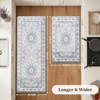 Boho Kitchen Mats for Floor 2PC Anti Fatigue Kitchen Rugs, Blue Grey - Image 2