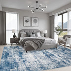 5x8 Area Rug Living Room: Modern Washable Indoor Soft Carpet Blue - Image 3