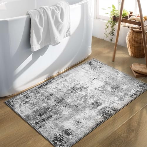Entrance Rugs Indoor 2x3 Grey Entry Rug Washable Abstract Small Area Rug Non-Slip Low Pile Throw Rugs for Entryway, Kitchen Floor, Front Door Indoor Door Mat, Bathroom, Bedroom Bedside - Image 5