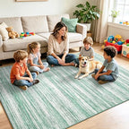 Chicrug 5x7 Green Washable Striped Abstract Area Rug Living Room Bedroom - Image 3