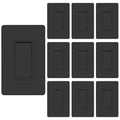 ThunderWay Matte Black Single Pole Decorator Light Switch with Screwless Wall Plate, 15 A 120/277 V, ON/Off Rocker Paddle Interrupter, Self-Grounding, Residential Grade,UL Listed (10 Pack)