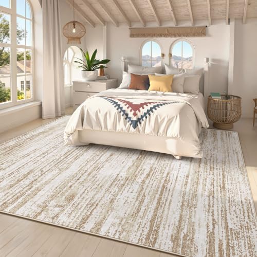 Area Rug 8x10 Living Room Rugs: Washable Modern Rug Large Non-Slip Soft Rugs Stain Resistant Printed Rug Indoor Carpet for Bedroom Kitchen Dining Room Nursery Playroom Home(Brown, 8'x10') - Image 2