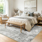 RELEANY Washable 10'x14' Abstract Area Rug for Living Room Gray White - Image 2