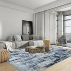 4x6 Area Rugs for Living Room: Washable Abstract Blue Gold Bedroom Carpet - Image 3