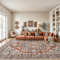 Amada Large 9x12 Washable Area Rug for Living Room, Red, Vintage Pattern by AMADAHOMEFURNISHING