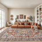 Amada Large 8x10 Washable Area Rug for Living Room, Red, Vintage Pattern by AMADAHOMEFURNISHING