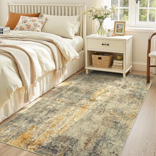 Entryway Rug 3x6 Beige Bedroom Area Rug Washable Non Slip Abstract Boho Rugs for Indoor Entry, Kitchen, Classroom, Bathroom, Kids Girls Room, Office, College Dorm Small Carpet - Image 4