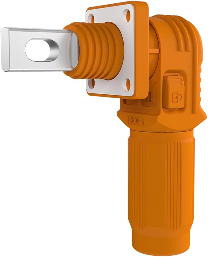 1 Set Battery Energy Storage Connector, Quick Plug Terminal High Current Connectors Copper Plate Wiring Adapter Right Angle Plug and Socket IP67 Waterproof Power Connector 200A 50mm² (200A, Orange)