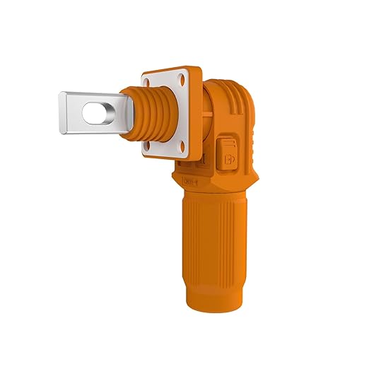 400A Battery Energy Storage Connector, 150mm² High Current Connectors IP67 Waterproof Copper Plate Wiring Power Adapter Quick Plug Terminal Right Angle Plug and Socket (1500V Black+Orange)