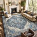 Amada Vintage Washable Area Rug,9'x12',Navy Blue/Beige by AMADAHOMEFURNISHING