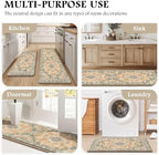 Boho Kitchen Mats for Floor 2PC Anti Fatigue Kitchen Rugs, Green Orange - Image 6