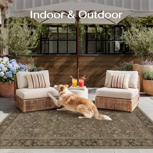 HUGEAR 6x9 Brown Linen Look Washable Area Rug for Living Room - Image 5