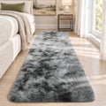 Ophanie Tie-Dyed Grey Area Rugs 2x6 for Bedroom Living Room, Light Gray Fluffy Shag Fuzzy Carpet,Plush Shaggy Rug,Indoor Carpet for Kids Boys Dorm Home Decor Aesthetic, Nursery with 99 pcs Pile fibers by Ophanie