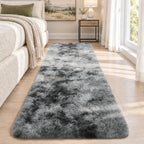 Ophanie Tie-Dyed Grey Area Rugs 2x6 for Bedroom Living Room, Light Gray Fluffy Shag Fuzzy Carpet,Plush Shaggy Rug,Indoor Carpet for Kids Boys Dorm Home Decor Aesthetic, Nursery with 99 pcs Pile fibers by Ophanie