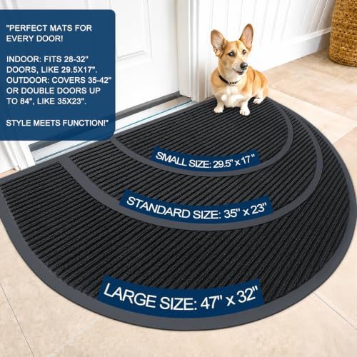 OLANLY Half Circle Front Door Mat 33x21, Waterproof Heavy-Duty Doormat - Image 2